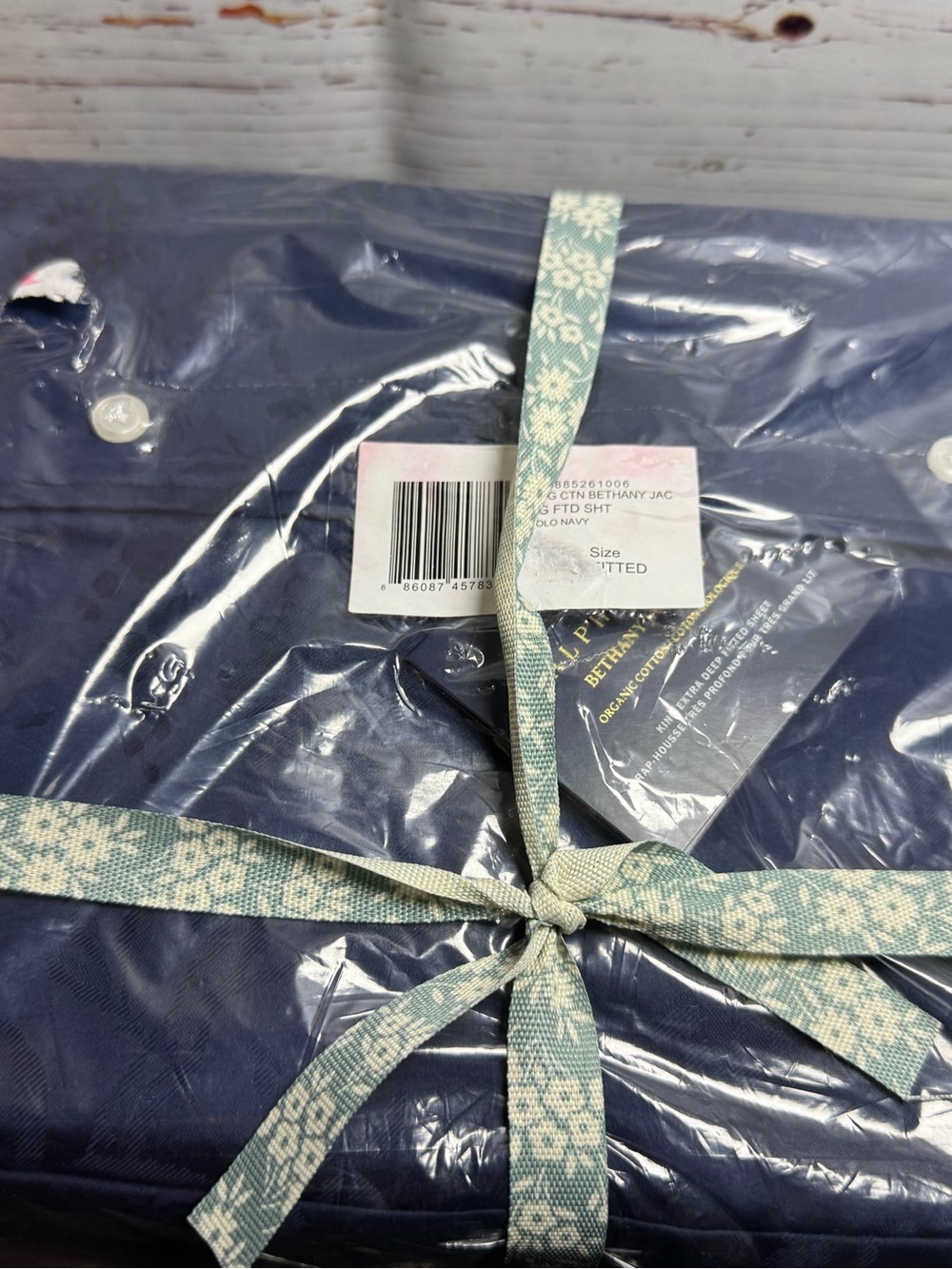 Ralph Lauren Organic Polo Navy King Extra Deep Fitted Sheet NIP W/ Plastic